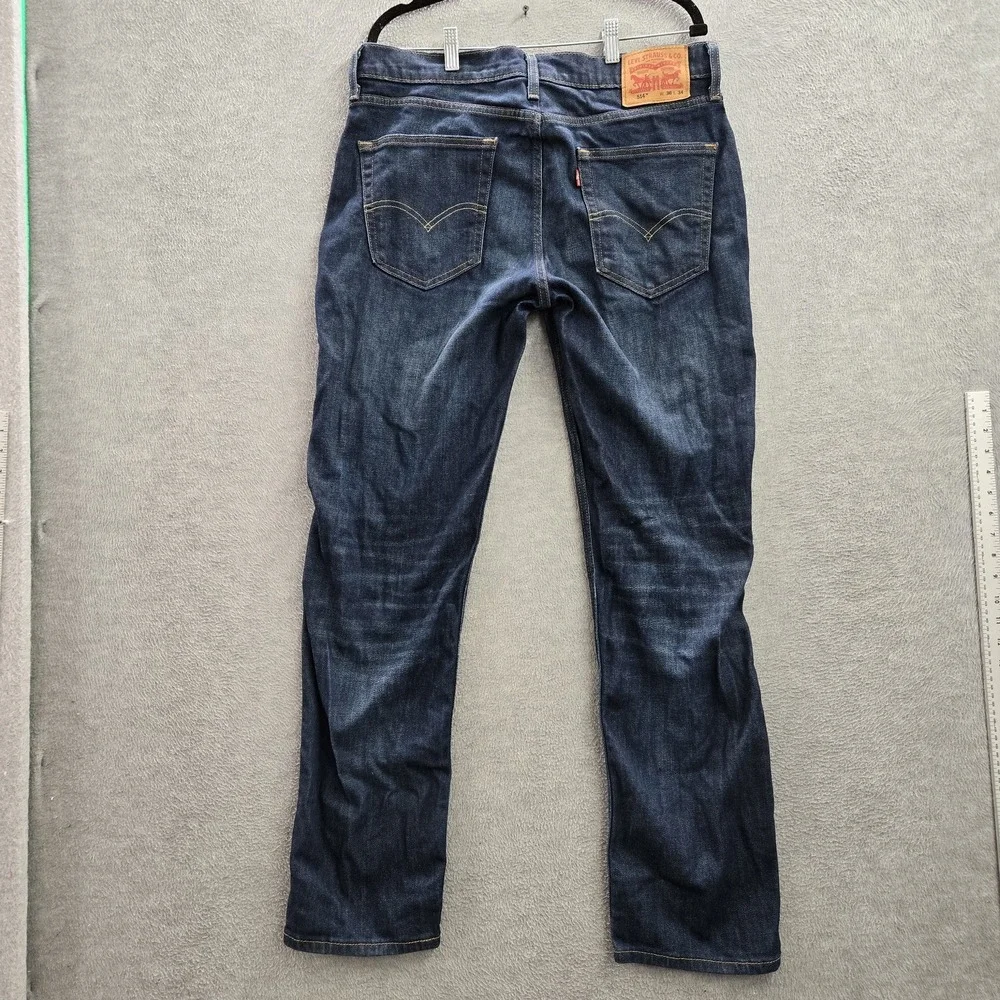 Levi's 514 Men Jeans 36X34 Blue Denim Straight Fit Logo 32